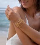 Trendy 14K Gold Plated Stackable Bracelets Set