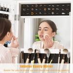 White Swivel Jewelry Armoire with Mirror, Drawer, Shelf