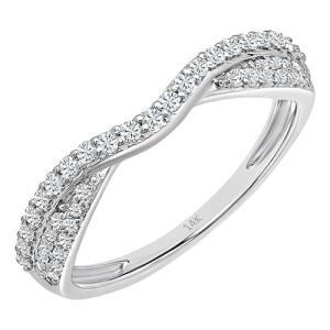 White Diamond Contour Wedding Band in 14K Gold