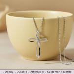 10K White Gold Natural White Diamond Cross Necklace