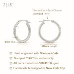 14k White Gold Full Diamond-cut Round Earrings