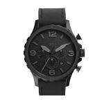 Fossil Men's Nate Black Steel Leather Chronograph Watch