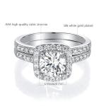 Elegant 18K White Gold Plated Halo Promise Ring