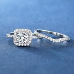 Elegant 18K White Gold Plated Halo Promise Ring