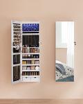 White Wall-Mounted Jewelry Cabinet with LED Lights & Mirror