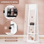 White Swivel Mirrored Jewelry Armoire with LED Light