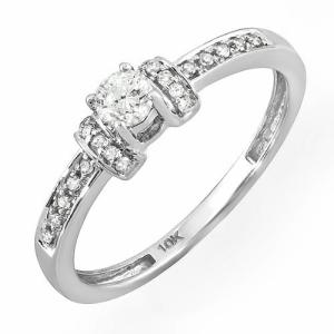 Dazzlingrock 10k Round Diamond Engagement Ring, 1/4 CT