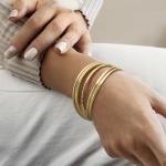 Gold Over Sterling Textured Bangle Bracelet Set