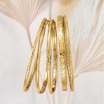 Gold Over Sterling Textured Bangle Bracelet Set