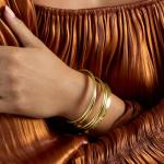 Gold Over Sterling Textured Bangle Bracelet Set