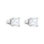 Swarovski Square Stud Earrings with Clear Crystals