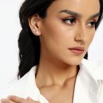 18K White Gold Princess Cut CZ Stud Earrings Set