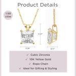 Princess Cut Cubic Zirconia Solitaire Pendant Necklace