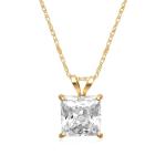 Princess Cut Cubic Zirconia Solitaire Pendant Necklace