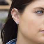 Rhodium Plated 925 Silver Cubic Zirconia Stud Earrings