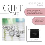 Rhodium Plated 925 Silver Cubic Zirconia Stud Earrings