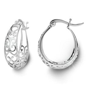 Trendy Sterling Silver Oval Hoop Earrings Gift Women