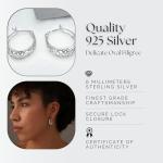 Trendy Sterling Silver Oval Hoop Earrings Gift Women