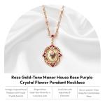 Rose Purple Crystal Flower Pendant Necklace - 1928 Jewelry