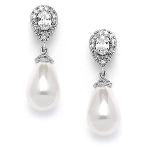 Marvellous Pearl Drop Earrings with CZ Crystals
