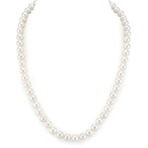 AAA+ Quality White Freshwater Pearl Necklace with 14K Gold Clasp