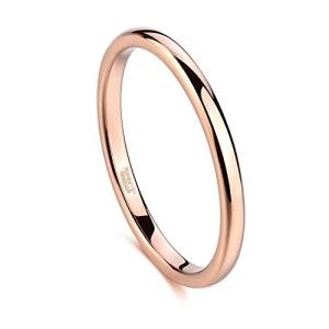 Rose Gold 2mm Thin Tungsten Wedding Band Size 8