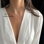 Dainty Silver Rhinestone Choker Necklace for Women