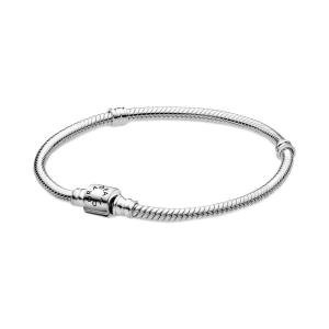 Pandora Moments Barrel Clasp Snake Chain Bracelet - Silver Bracelet for Women - Sterling Silver - 8.3" - With Gift Box