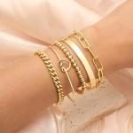 Trendy 14K Gold Plated Bracelet Stack for Women
