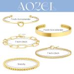 Trendy 14K Gold Plated Bracelet Stack for Women
