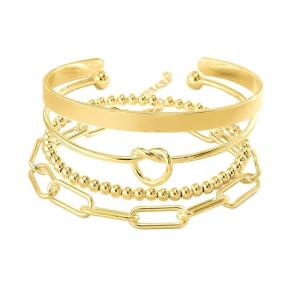 Gold Bangle Cuff Bracelets Set for Women