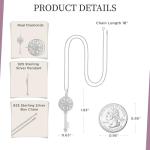 White Diamond Key Pendant Necklace, Sterling Silver, 18