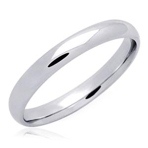 White Gold 3mm Classic Domed Wedding Band Size 6