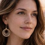 Sunrise Tricolor Dangle Earrings - Burnished Circles, Copper