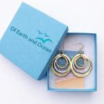 Sunrise Tricolor Dangle Earrings - Burnished Circles, Copper