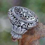 Handmade Sterling Silver Floral Cocktail Ring