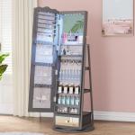 360° Rotating LED Jewelry Armoire with Large Capacity