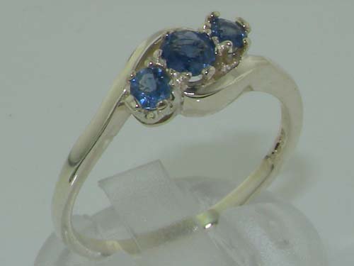 Real Sapphire Trilogy Engagement Ring - Size 6