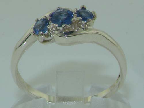 Real Sapphire Trilogy Engagement Ring - Size 6