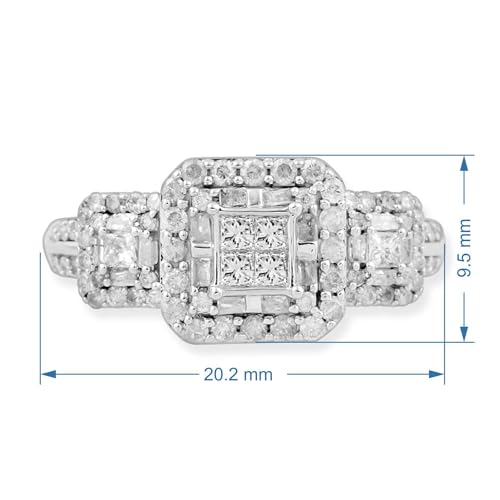 White Gold 1 Cttw Diamond Engagement Ring, Size 6