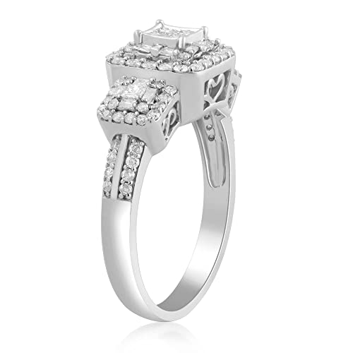 White Gold 1 Cttw Diamond Engagement Ring, Size 6