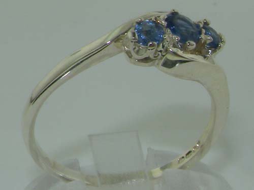 Real Sapphire Trilogy Engagement Ring - Size 6