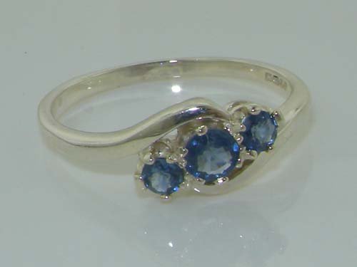 Real Sapphire Trilogy Engagement Ring - Size 6