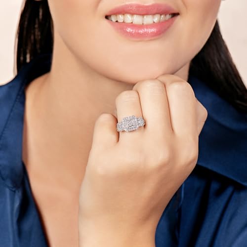 White Gold 1 Cttw Diamond Engagement Ring, Size 6