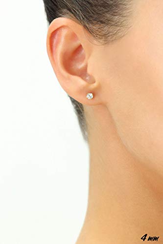 14k White Gold Cubic Zirconia Stud Earrings - 4mm