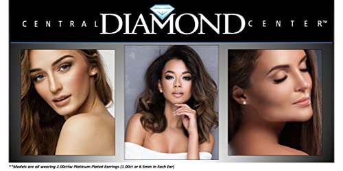 14K Solid Gold CZ Stud Earrings - Platinum Plated