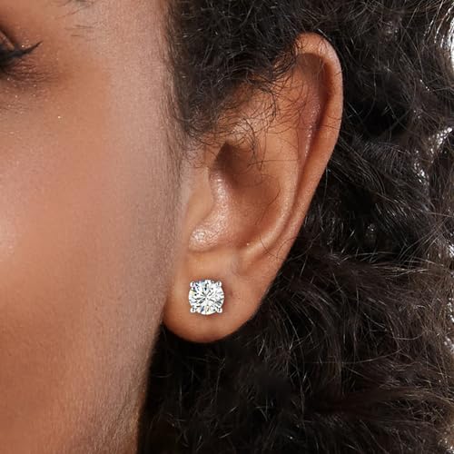 Sterling Silver Moissanite Stud Earrings - 2.0CT D Color