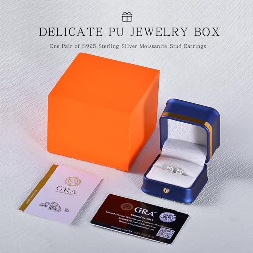 Sterling Silver Moissanite Stud Earrings - 2.0CT D Color
