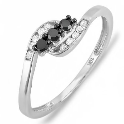 Dazzlingrock Round Black & White Diamond Ring