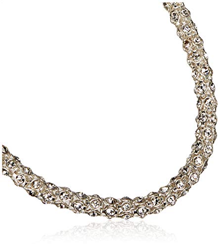 Silver-Tone Crystal Glass Tubular Pave Collar Necklace